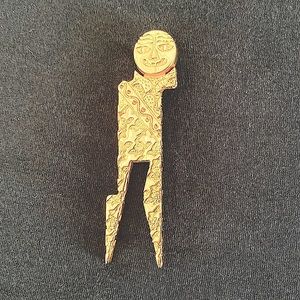 80’s Gold Art Pin Signed.